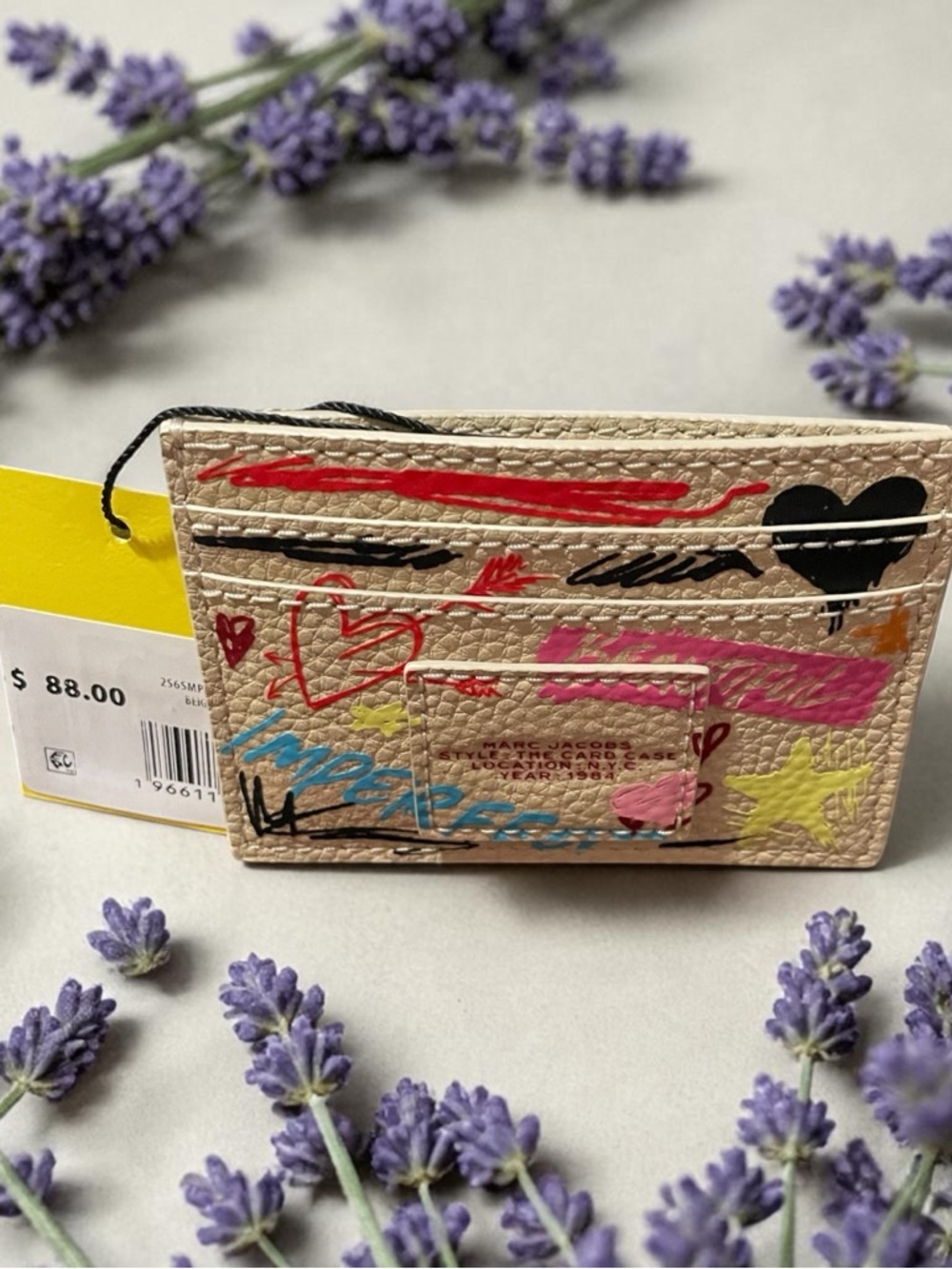 Marc Jacobs Beige Graffiti Leather Card Case